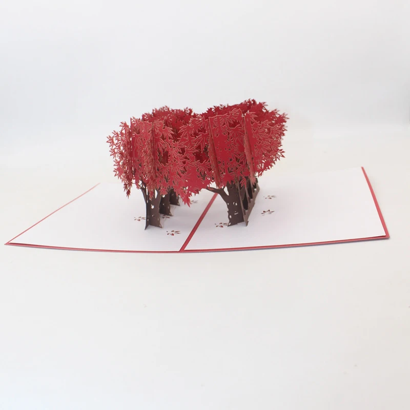 3D ручной работы красные кленовые ветки лесная бумага приглашения открытки