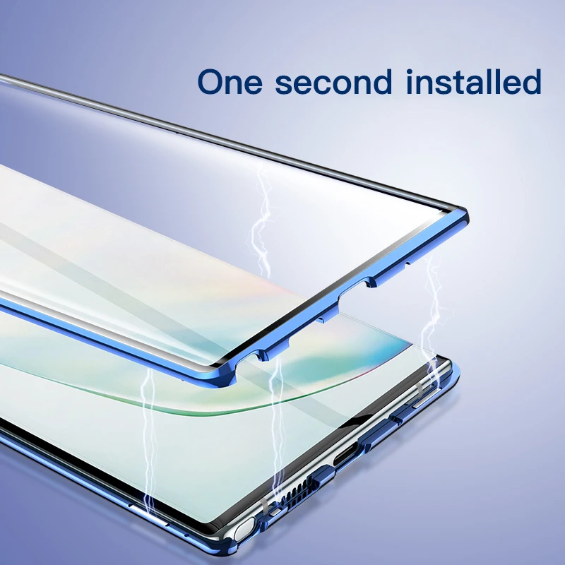 Магнитный металлический стеклянный чехол для телефона samsung Galaxy Note 10, 9, 8, S10, E, 5G, S9, S8 Plus, защитный чехол на магните