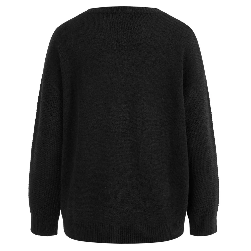 

GK Women Vintage Sweaters Solid Knit Sweaters Top Crochet Decorated High Neck Sweaters Long Sleeve Crew Neck Pullover Jumper New