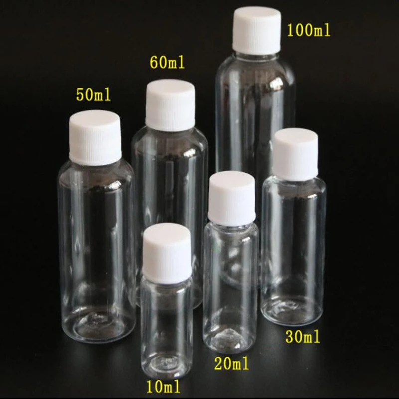 

100PCS/LOT 10ML 20ML 30ML 50ML 60ML 100ML Plastic shampoo bottles Plastic Bottles for Travel Container for Cosmetics Lotion