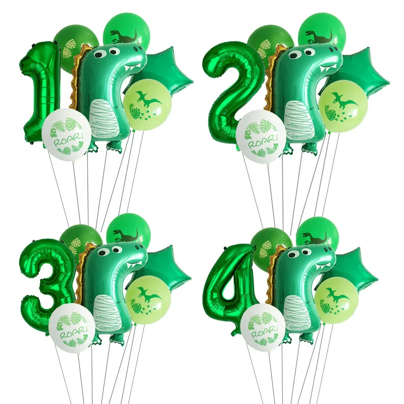 

8pcs 12inch Dino Birthday Balloons Dinosaur Jungle Wild Animal Party ROAR Latex Balloons Kids Birthday Party Green Number Ballon