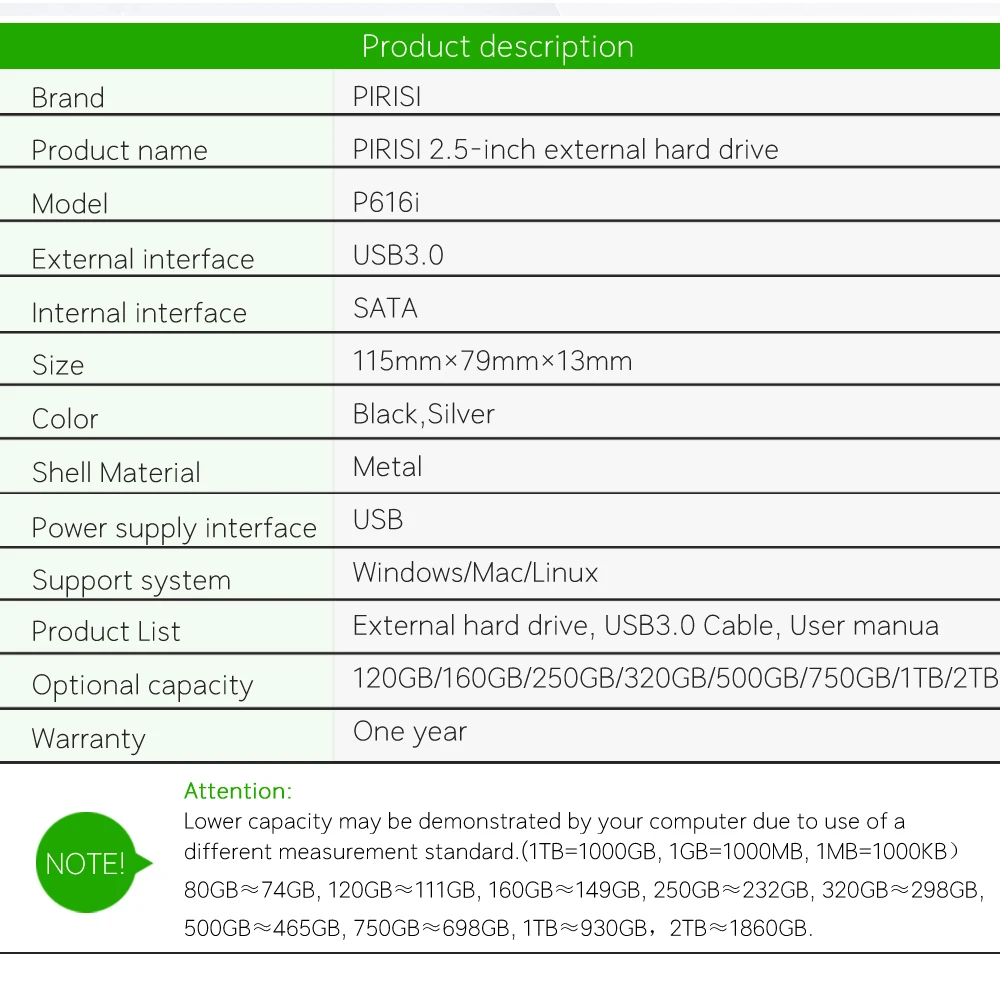 Внешний жесткий диск 2 5 дюйма HDD 500G Портативный usb HD для ПК/Mac Plug and play