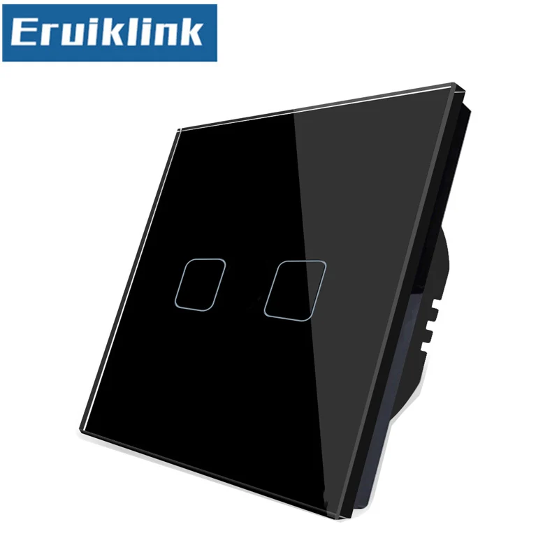 2Gang APP Black ЕС/Великобритания Стандартный Tuya APP/wifi контрольный светильник, RF433 беспроводной дистанционный настенный сенсорный выключатель с Amazon Alexa Google - Цвет: 2Gang APP Black