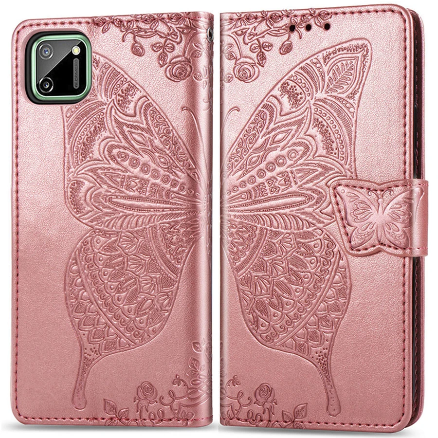 

Realme C11 Luxury 3D Butterfly Emboss Case For Oppo Realme C11 C 11 Flip Leather Wallet Card Case Real Me C11 Stand Cover