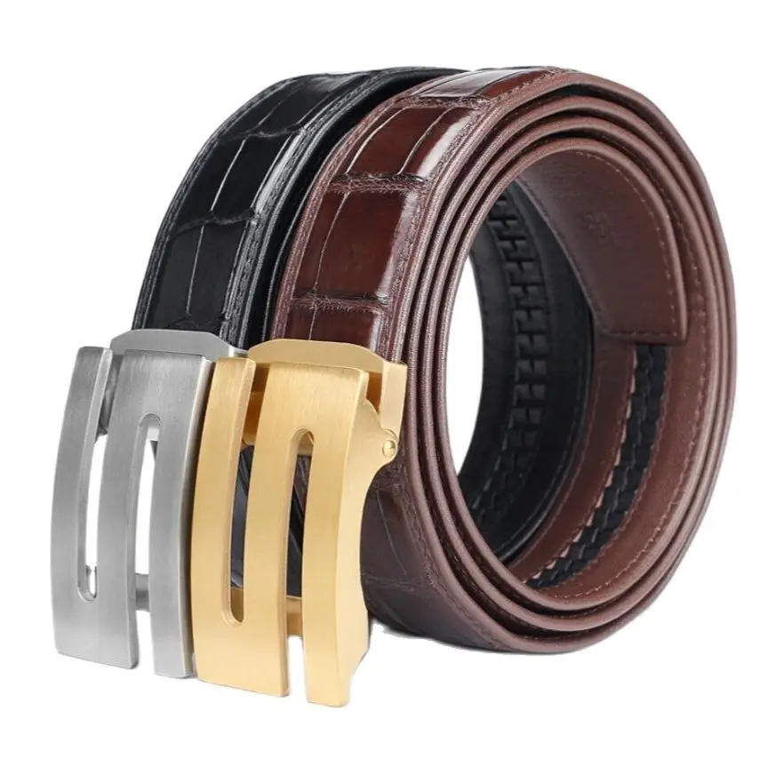 Sipriks Fo Vip Original Crocodile Skin Belts Mens Black Brown Business Men'S Belt Automatic Buckle Steel Head Upgrade Model