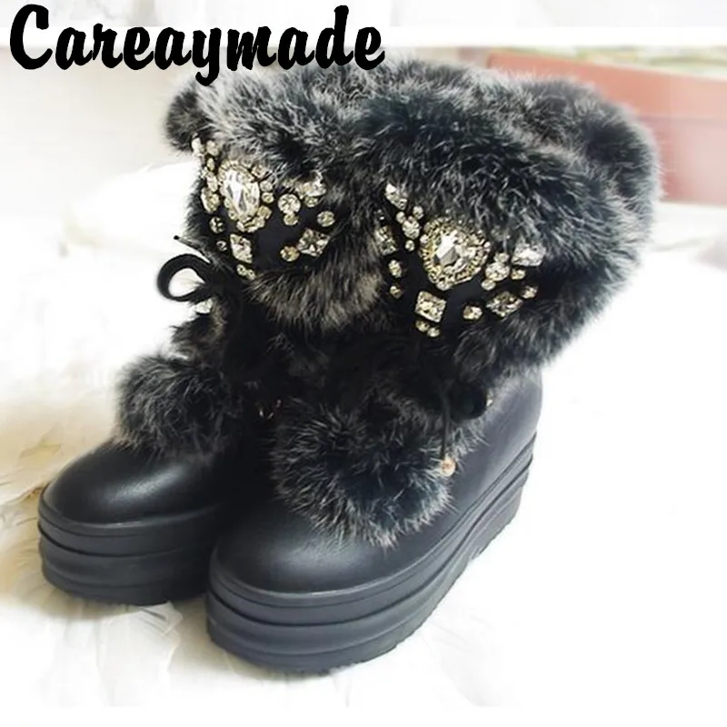Careaymade 2020 Лидер продаж 2 цветные зимние ботинки женские сапоги с алмазным камнем