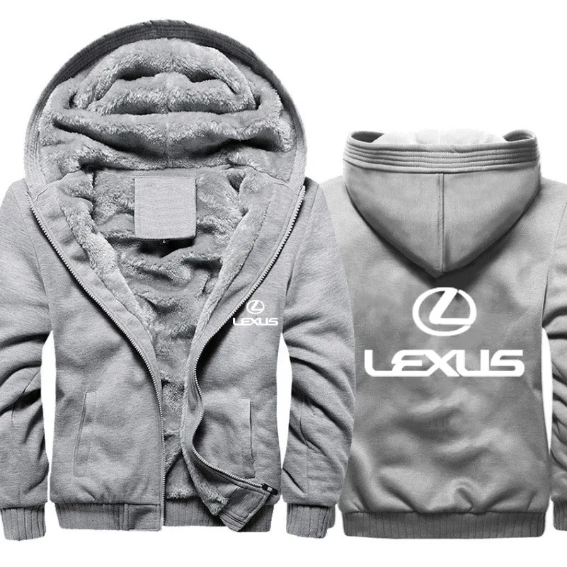 

Winter Thicken Warm Hoodies Jacket Men Lexus Car Logo Print Hoodies Mens Casual Fleece Cotton Zipper Raglan Coat Male Tracksuits