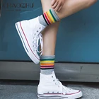 CHAOZHU размера плюс высококачественные радужные полосатые мужские модные носки черные белые серые высококачественные Стрейчевые скейтборды Ootd Sox