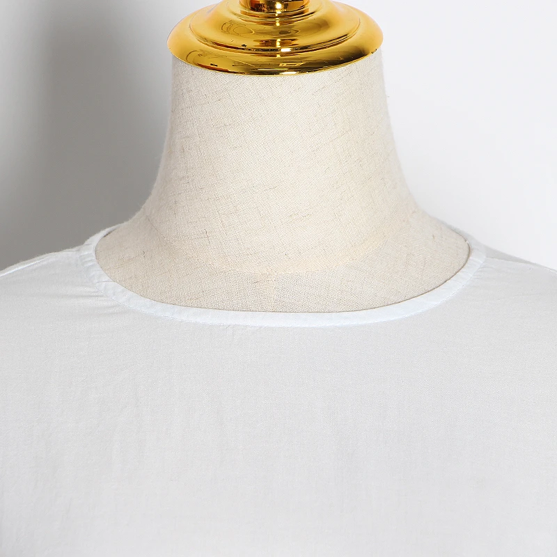 Женское мини платье TWOTWINSTYLE Осеннее Белое Мини Платье с круглым вырезом рукавами