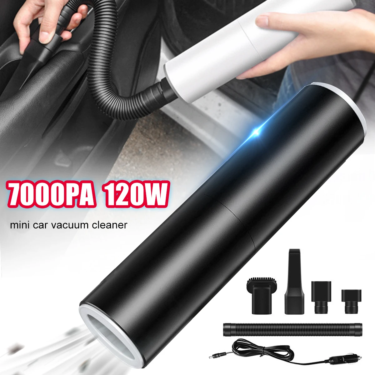 Handheld Vacuum Powerful Cyclone Suction Car Cleaner Wet Dry Auto Portable For Home Pet Hair 7000PA 120W | Автомобили и мотоциклы