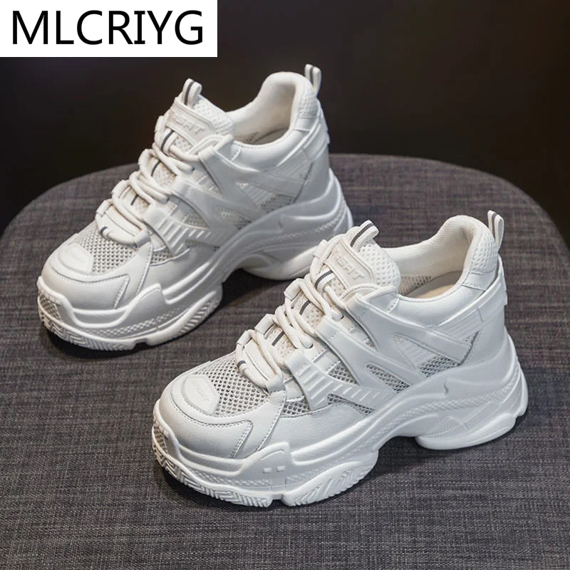 

Женские сетчатые кроссовки, повседневная обувь на платформе, на шнуровке, Вулканизированная подошва, весна 2021