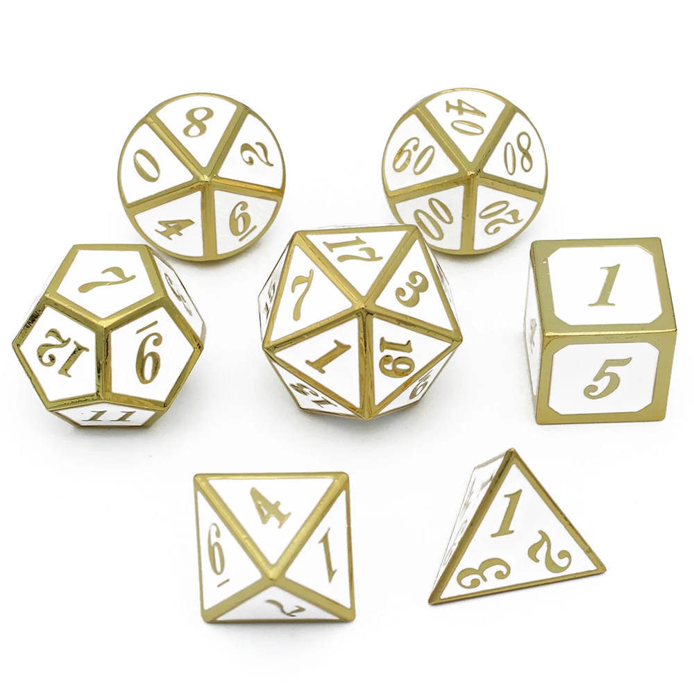 Металлические игральные кости D4 D6 D8 D10 D % D12 D20 с черным мягким мешочком на шнурке