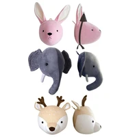 cute rabbit plush stuffed dolls wall mount animal head for kids room decor toy