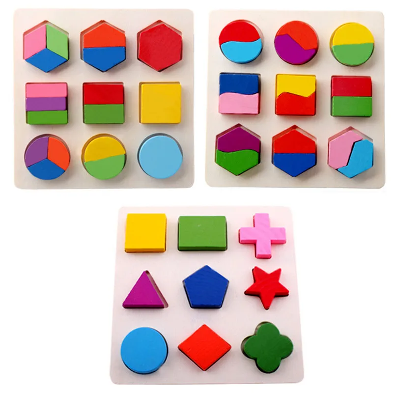 

Baby Wooden Building Block Montessori Early Educational Toys Intellectual Geometry Toy