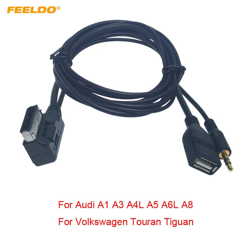 

FEELDO Car Audio Music 3.5mm AUX Cable AMI/MDI/MMI Interface USB+Charger For Audi Volkswagen Wire Adapter #FD6209