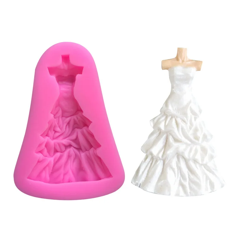

Cake Decorating Tools Bridal Wedding Dress Evening Dress Silicone Mold Fondant Chocolate Mold Clay Craft Decoration Resin Mold