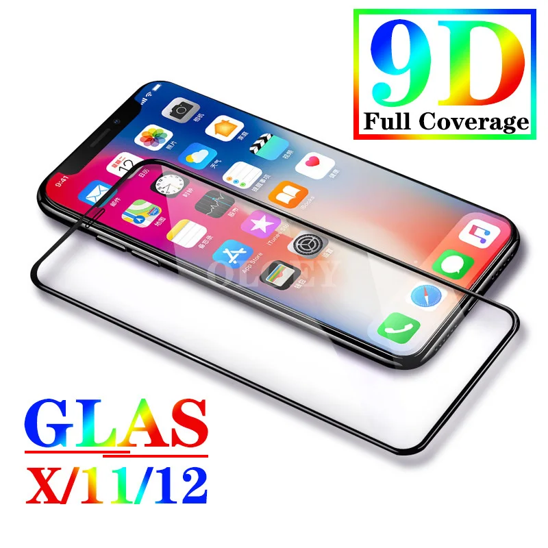 

9D полное покрытие защитное стекло на iPhone 11 12Pro XS 11Pro Max X 5G Screen Protector чехол Защитная пленка на Apple iPhone XR 12 SE 2020