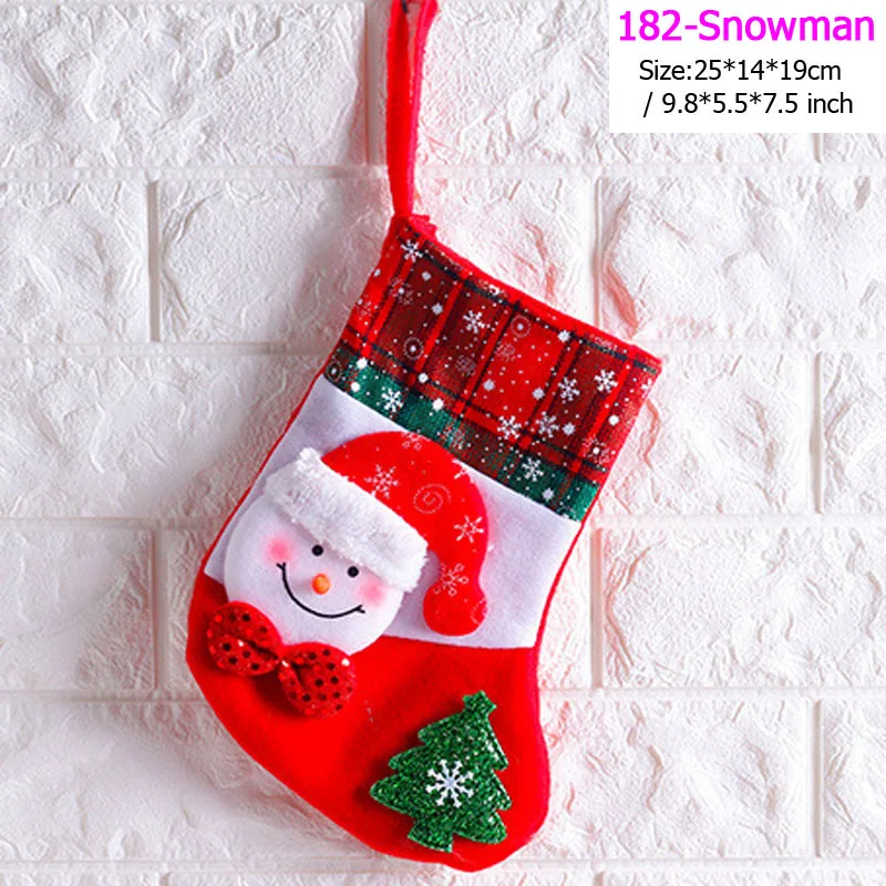 182-Snowman Подвеска в виде Санта-Клауса, снеговика, рождественские украшения, новогодние носки, рождественские украшения для дома, Рождественские елочные украшения, Navidad - Цвет: 182-Snowman