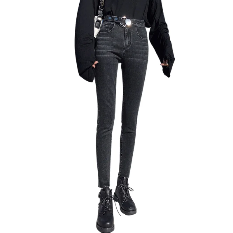 

JXMYY Spring 2020 new black high-waisted jeans women's slim slimming nine-point tight-fitting all-match pants trend