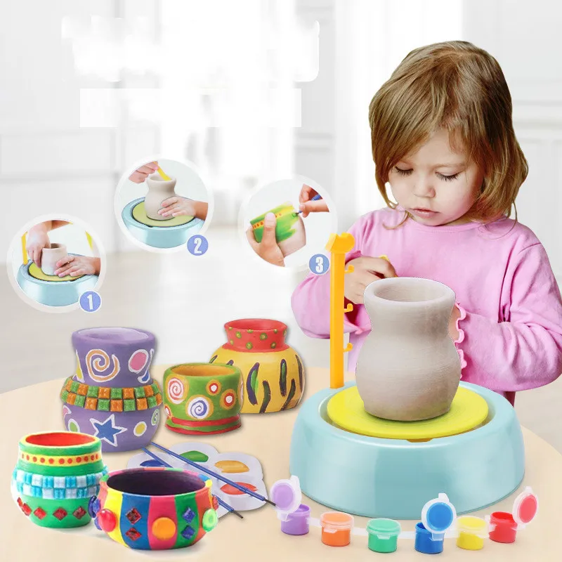 

Детские DIY ремесленные игрушки, колесная гончарная машина, керамические украшения ручной работы, керамические электрические игрушки, Ранне...
