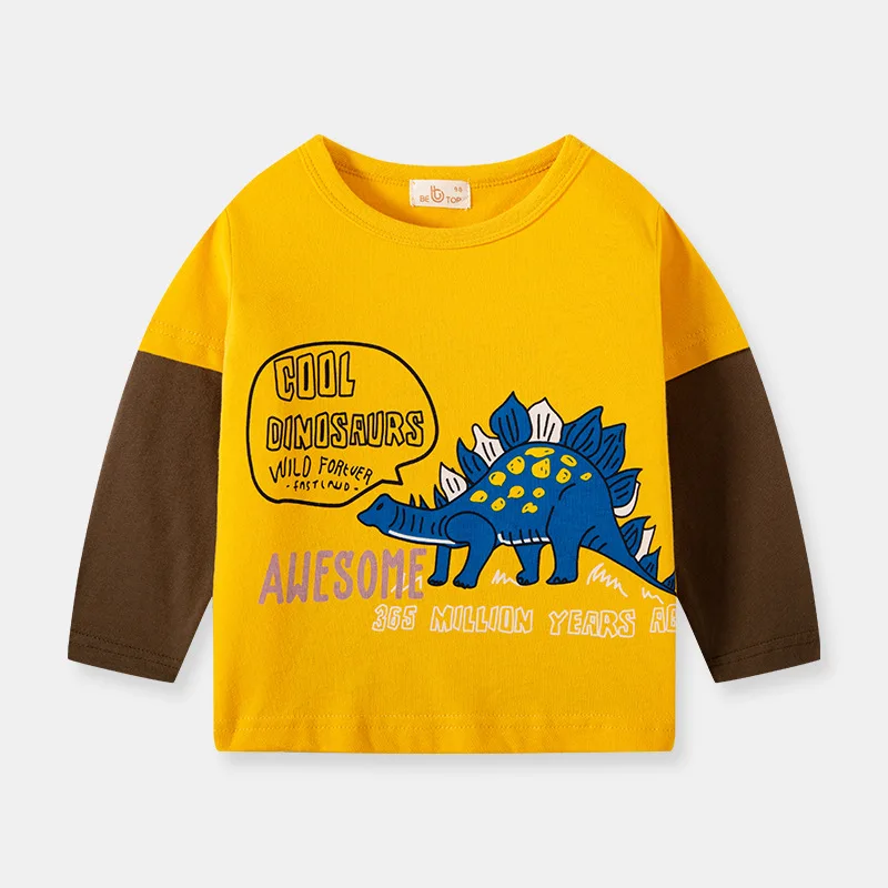 

Children's Autumn New Products Korean Version Of The Dinosaur Sleeve T-shirt Children's Long-Sleeved Boy Bottoming Shirt Top