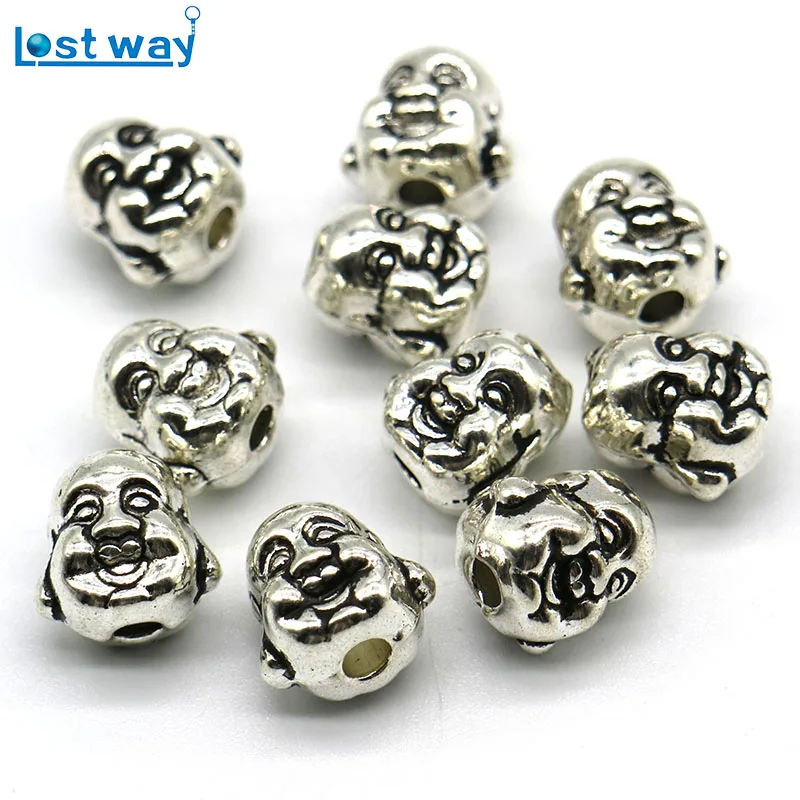 20шт животное леопард лев бусины голова Будды Европейский разделитель большое