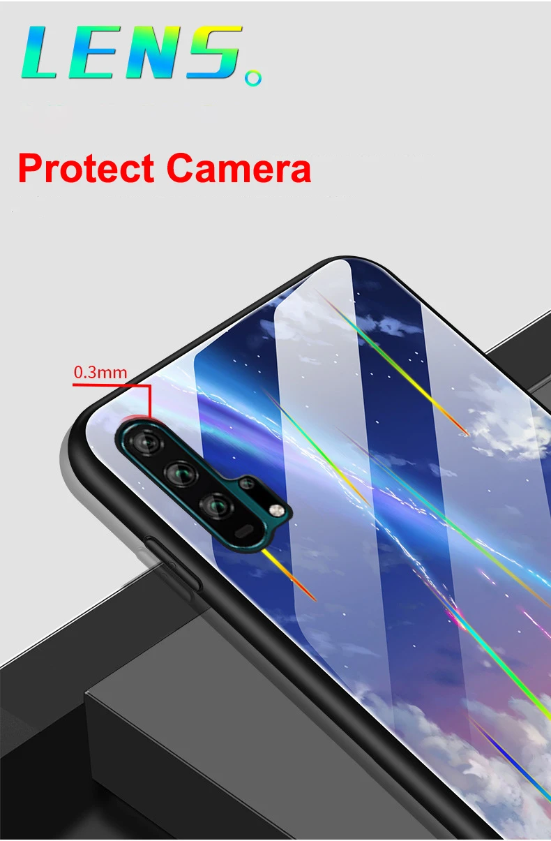 Для huawei P30 Pro P20 Lite Nova 5i 4e 3 3i Коврики 20 20X Honor 20 V20 9X чехол лазерный световой закаленное Стекло светящийся чехол с ночным мотивом