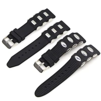 silicone watchband 20mm 22mm 24mm 26mm metal embedding waterproof black rubber replacement bracelet band strap watch accessories