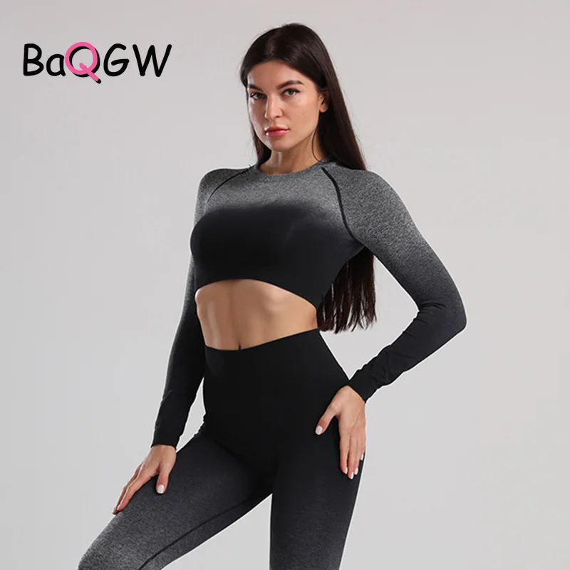 

BaQGW Women Autum Sports Suits Yoga Sets Gym Fitness Athletic Pants Sportswear Leggings Shirt Sports Active Elastic Tops Clothes