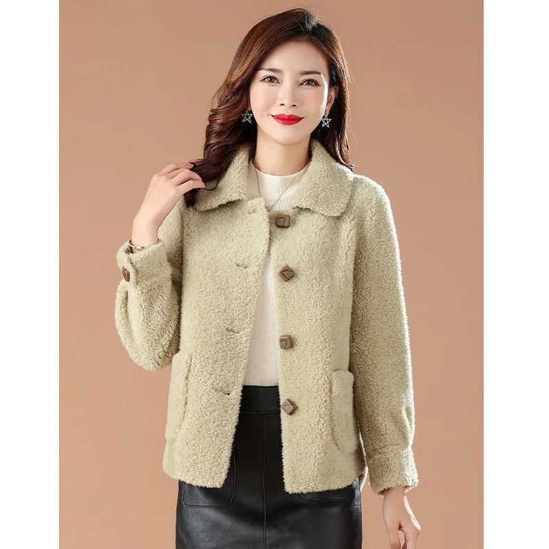 Women Genuine Real Wool Fur Coat Sheep Shearling Autumn Winter Clothes Female Casual Warm Outerwear Abrigo Mujer X103