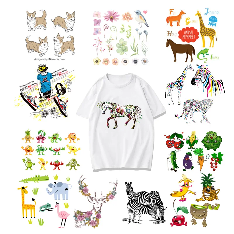 Симпатичные нашивки с животными термоклейкие Переводные для одежды наклейки