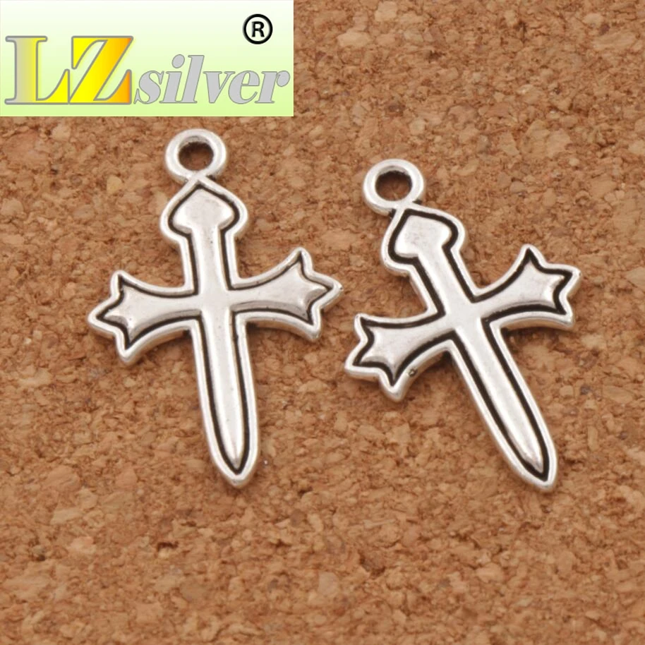 Sword Heart Cross Spacer Charm Beads 16.3x26.1mm 10PCS Zinc Alloy Pendants Handmade Jewelry DIY L471