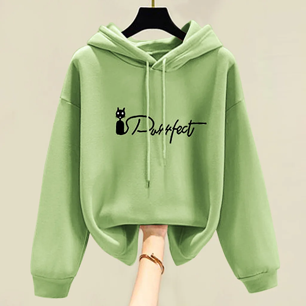 Женская Повседневная Толстовка с принтом 2019 Дамская капюшоном пуловеры