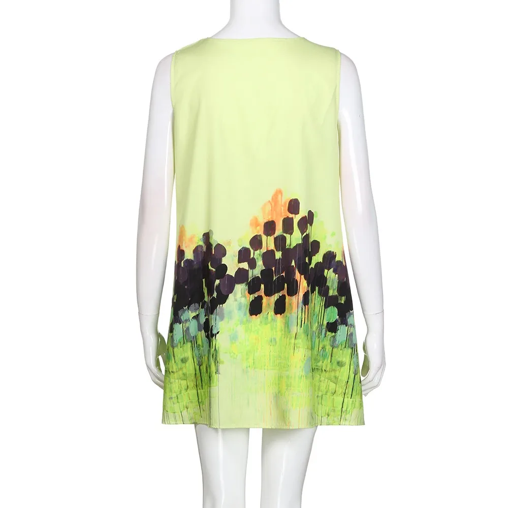 Women's Dress Loose Summer Sleeveless O-Neck Vadim 3D Floral Print Bohe Mini Dresses A-Line Vestido Vestidos Jurken M01 | Женская
