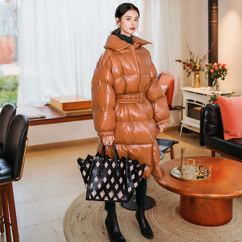 Женская одежда 2019 зимняя новая Корейская версия свободная выше колена длинная