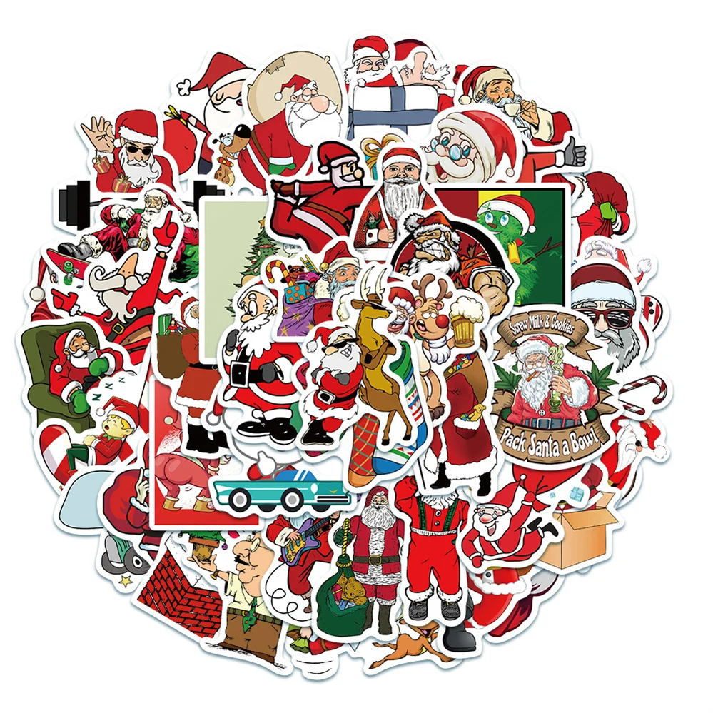 

10/30/50PCS Christmas Decoration Stickers Graffiti Luggage Laptop Interior Window Decoration Stickers Waterproof Toys Wholesale