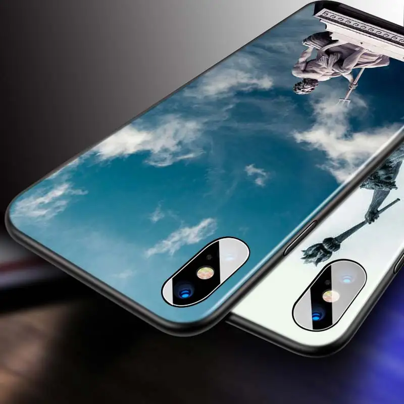 

For iPhone 12 11 Pro Max mini Bright Black Case Retro Vintage Art Statue for iPhone Max XR X 8 7 6 Plus 5S SE Phone Case