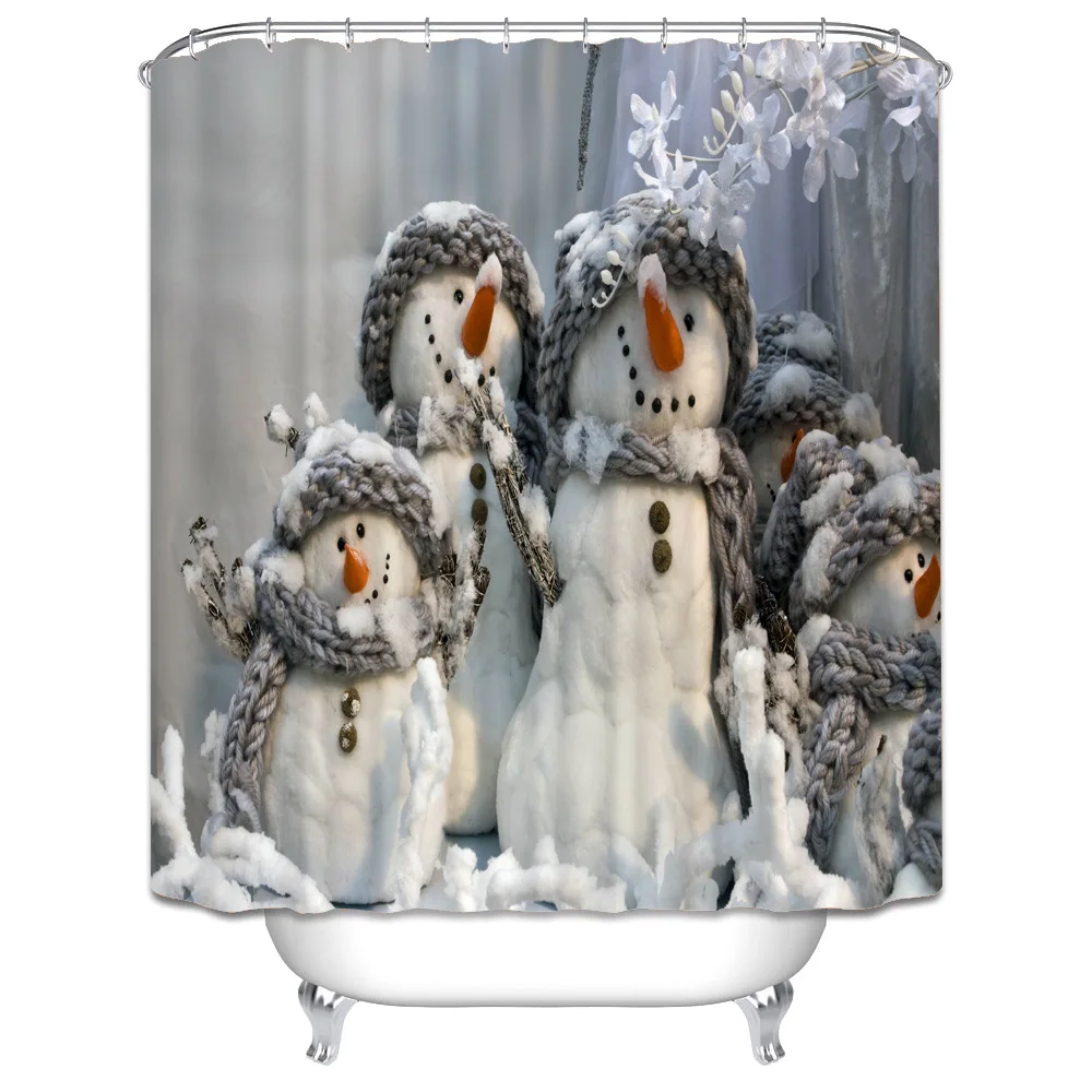 

Christmas Cartoon Snowman Shower Curtain Waterproof Bathroom Curtain Bath Curtains Farmhouse Decor Christmas Decoration For Home