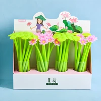 48pcsbox cute stationery summer lotus leaf gel pen wholesale creative styling pen student stationery factory cute gel pen