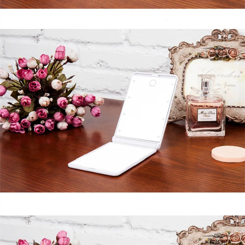 

Led Light Makeup Mirror Storage LED Face Mirror Touch Dimmer USB&battery Led Vanity Backlit Mirror Table Cosmetic Mirror