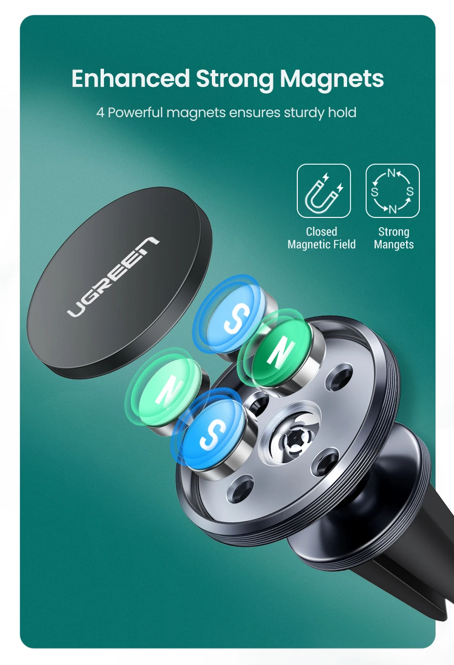 Ugreen Car Magnetic Phone Holder Cell Phone Mount Holder Stand In Car Smartphone Support Magnet for iPhone X Mobile Stand Holder