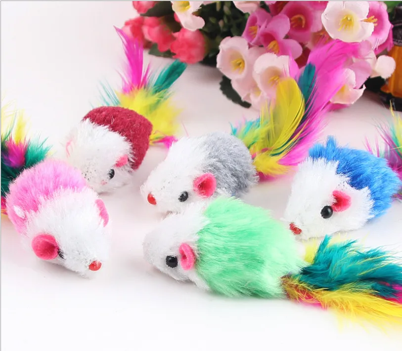 10pcs random color 12 шт. игрушка для кошек, мышь из натурального меха, черно-белая мышь, игрушки для кошек, прорезыватель, котенок, Забавный звук, скрипучий, игрушки для кошек - Цвет: 10pcs random color