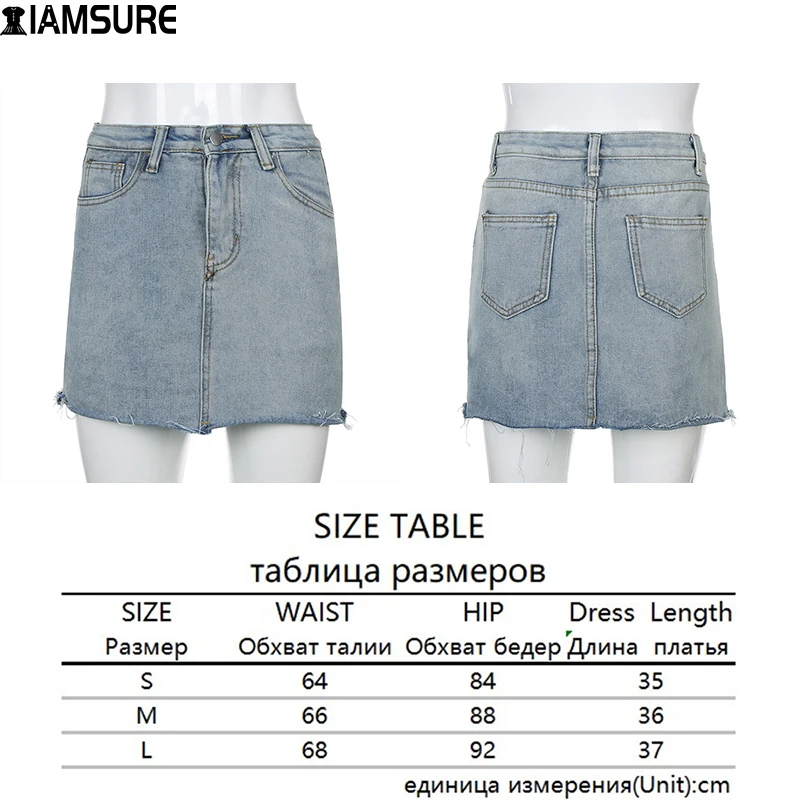 

Iamsure Casual Blue Denim Pencil Skirt With Short 2021 Spring Autumn Fashin Slim Skinny Mini Skirts Streetwear Low Waisted Y2K