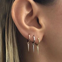hoop earrings for women 2021 gold plated cone dangle chic small hoop punk earring copper prevent allergy gothic dainty jewelry