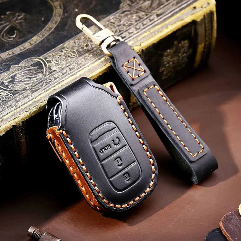

New First Layer Cowhide Car Key Cover Is Suitable For Honda 2022 Latest Civic Accord Car Key Protection Cover Auto Parts