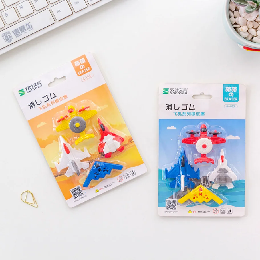 Милый мультфильм самолет карандаш ластик стационарные школьные принадлежности
