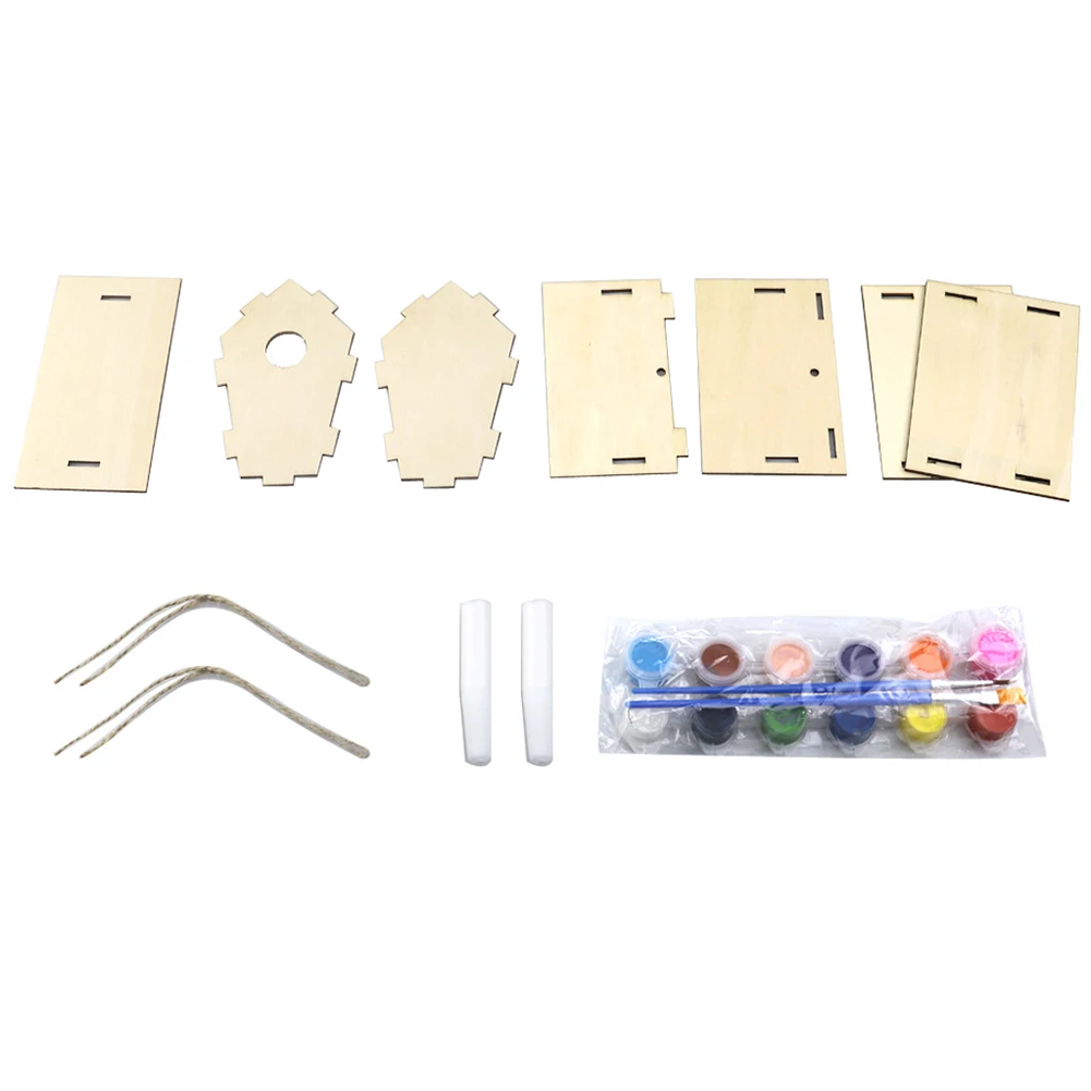 

Pet Supplies Garden DIY Bird House Kit Easy Assemble Paint Birdhouse Paints Brushes For Kids Wooden Arts Girls Boys Crafts Home