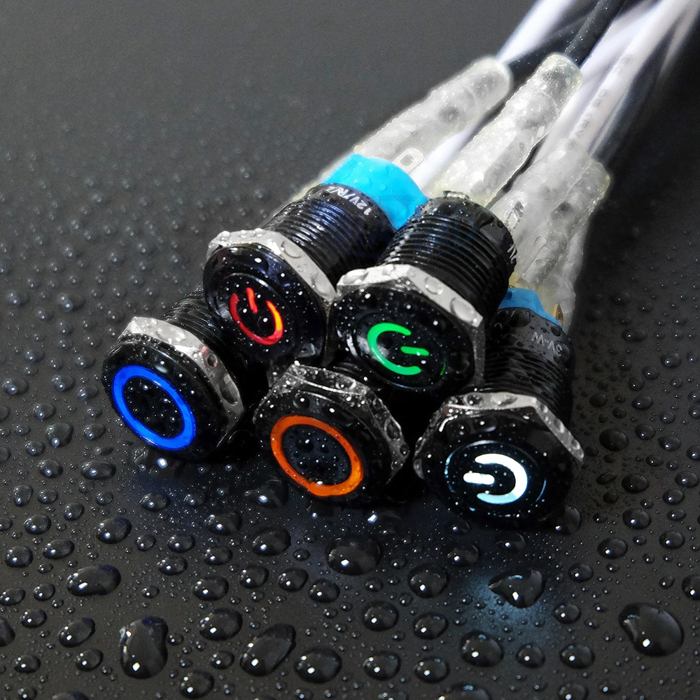 12 мм Плоская Круглая Головка водонепроницаемый выключатель без фиксации