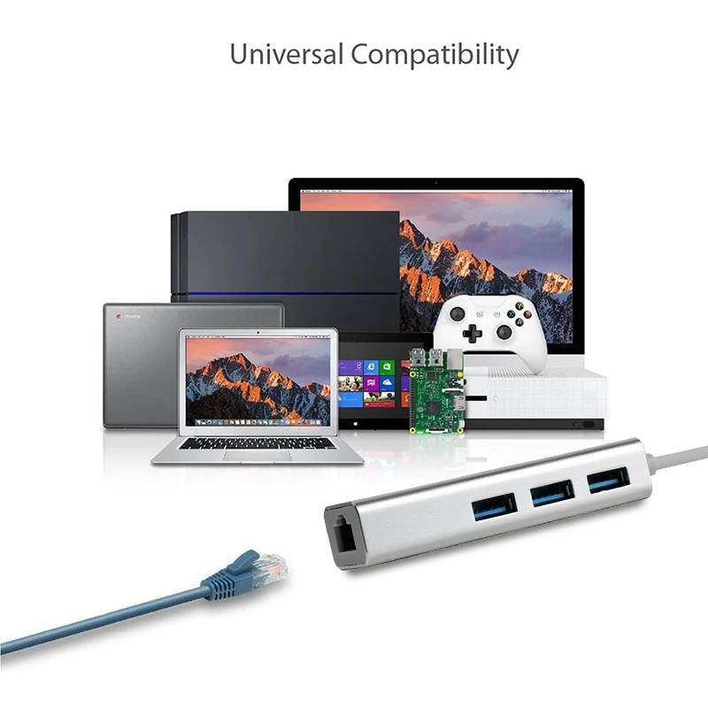 

USB Ethernet USB 3.0 to RJ45 Hub 10/100/1000M Ethernet Adapter Network Card USB Lan For Macbook Windows