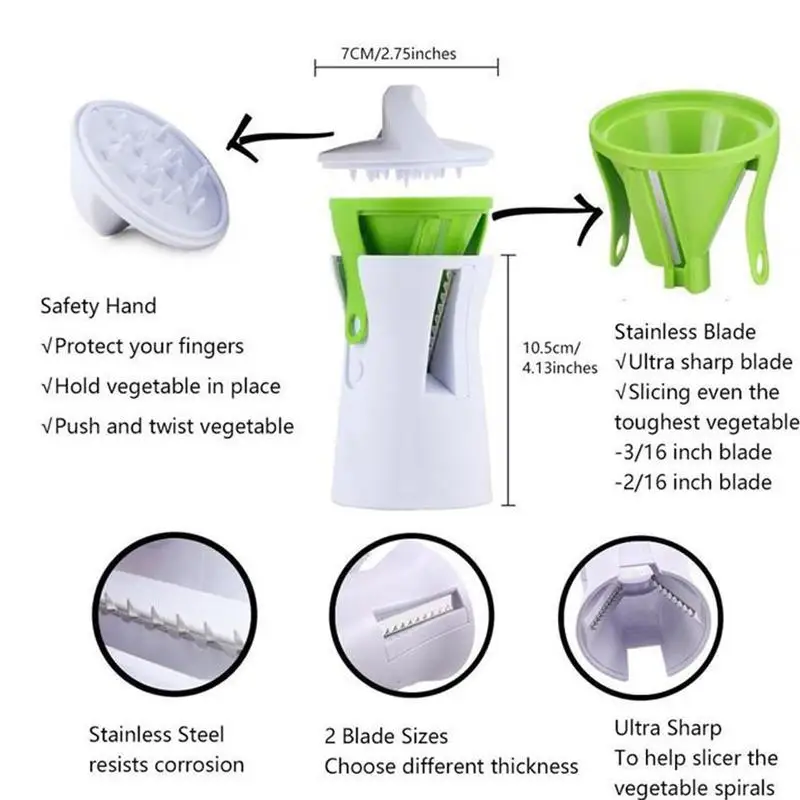 

1 PC White Funnel Vegetable Grater Abs Steel Cucumber Blade Vegetable Chopper Carrot Slicer A1V0